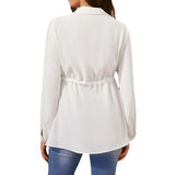 Load image into Gallery viewer, Fashionable solid color V-neck long sleeved maternity shirt