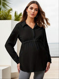 Load image into Gallery viewer, Fashionable solid color V-neck long sleeved maternity shirt