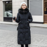 Load image into Gallery viewer, Cotton padded clothes women&#39;s middle and long style, slim fit, knee length cotton padded clothes, large wool collar and thick cotton padded jacket