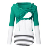 Load image into Gallery viewer, Maternity Autumn and Winter Colorblock Long Sleeve Hooded Nursing Jacket