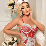 Load image into Gallery viewer, Sexy lingerie, shapewear, nurse&#39;s uniform, lace lace, bow, heart-shaped perspective sexy suit