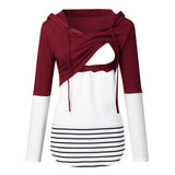 Load image into Gallery viewer, Maternity Autumn and Winter Colorblock Long Sleeve Hooded Nursing Jacket