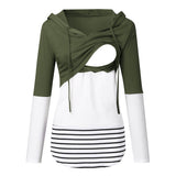 Load image into Gallery viewer, Maternity Autumn and Winter Colorblock Long Sleeve Hooded Nursing Jacket