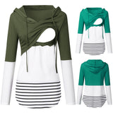 Load image into Gallery viewer, Maternity Autumn and Winter Colorblock Long Sleeve Hooded Nursing Jacket